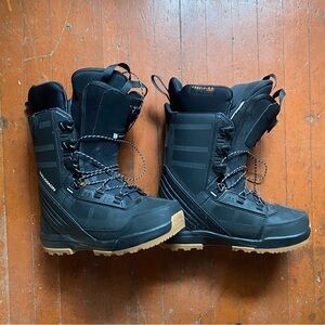 Salomon Black Snowboard Boots with Brown Soles